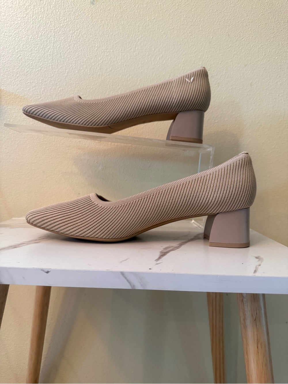 Vivaia Margo Block Heel Square Toe Pumps, Tan/Beige, EUC, Size 43 (US 11)